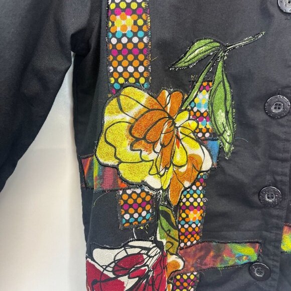 Sara Studio Art Deco Funky Boho Ladie's Embroidered SMALL Jacket Patchwork - Picture 6 of 7